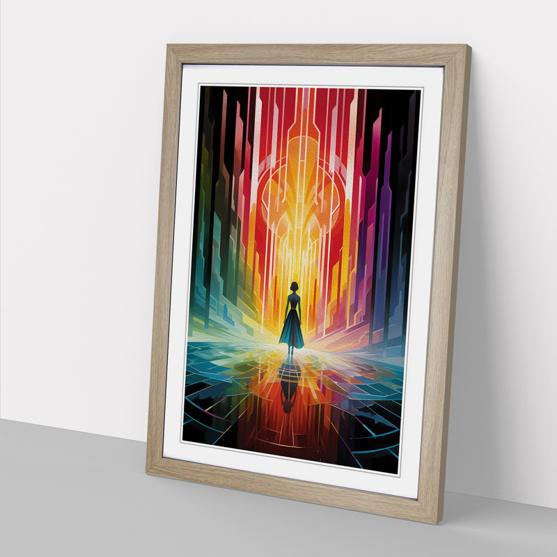 Rainbow Art Deco - Framed Print, 64cm H x 46cm W x 2cm D, Oak