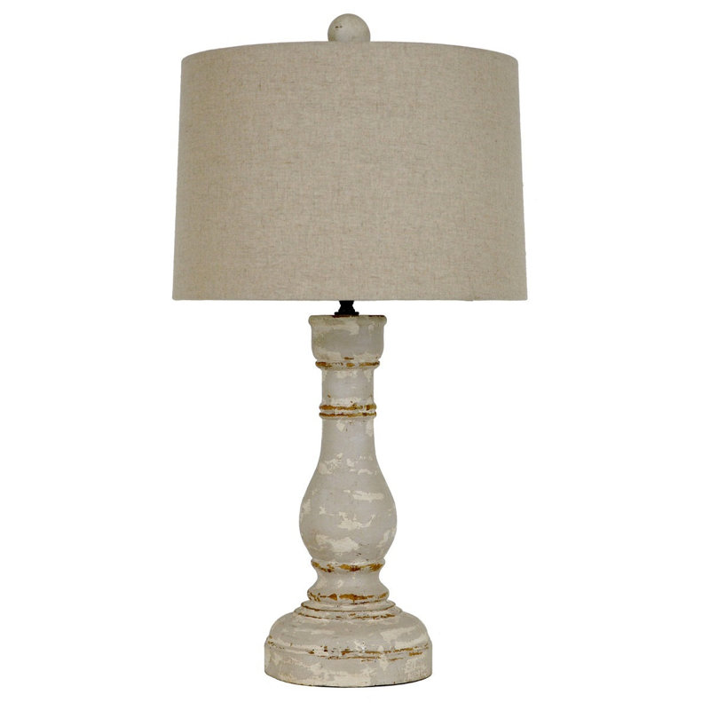Winnie Table Lamp, Off White Distressing/Natural, Natural Gray