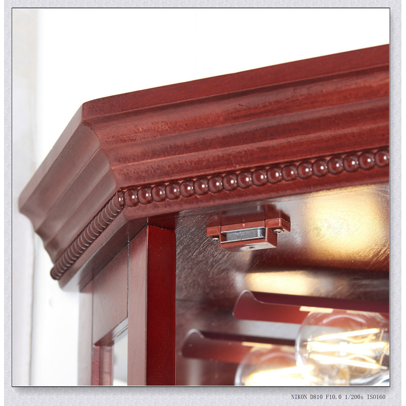 Vitrine de coin avec lumières, tablettes réglables en verre trempé, dos en miroir, vitrine