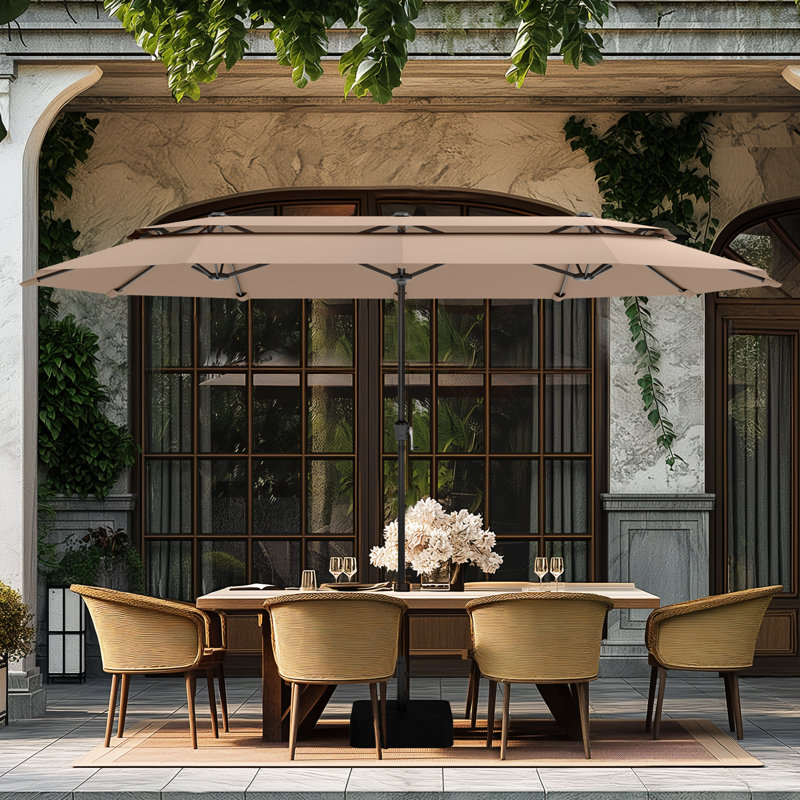 Rectangular Market Parasol, 198.1cm W x 396.2cm D, Beige