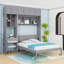 Lit escamotable mural avec tablettes de rangement, tiroir et bureau-1923411904-1923411933
