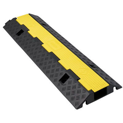 Rampe de protection de câble, capacité de 22 000 lb / essieu, housse de câble en caoutchouc robuste à 1 canal, 2,76 po x 1,97 po, ralentisseur de circulation avec couvercle supérieur rabattable, pour l'intérieur et l'extérieur