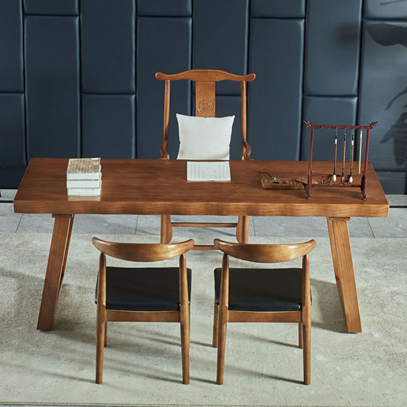 Bureau d'écriture rectangulaire en bois massif brun noisette, H 30,71 po x l 70,87 po x P 31,5 po