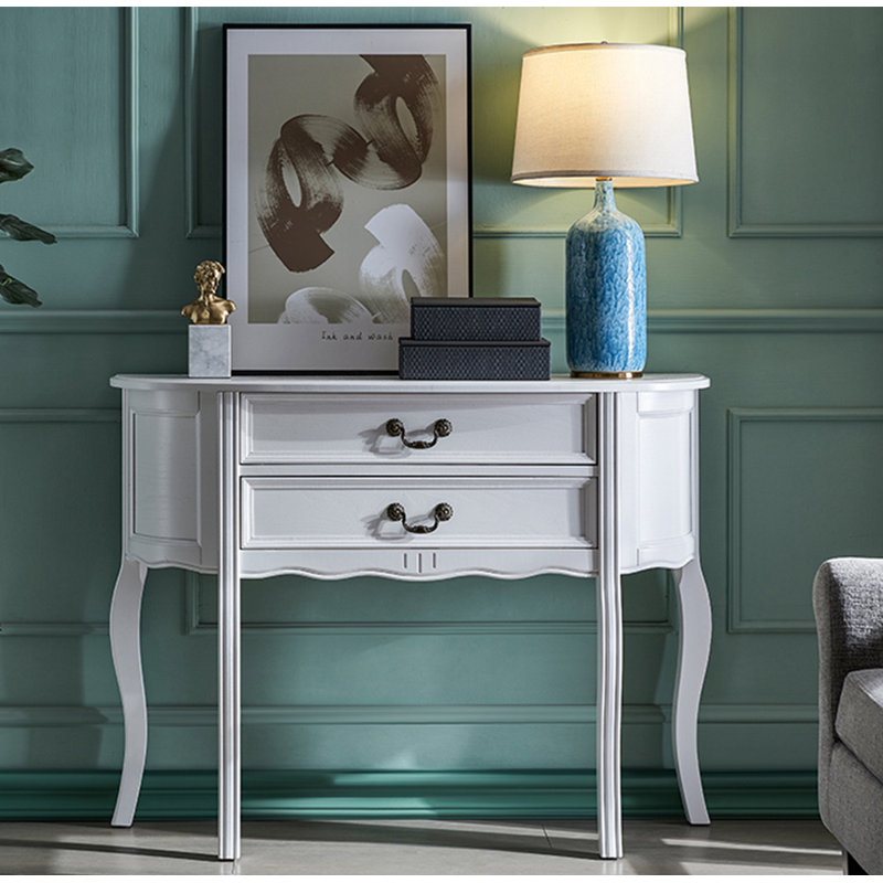 Table d'entrée traditionnelle élégante avec pieds en cabriole, H 34,65 po x l 31,5 po x P 14,17 po, Blanc