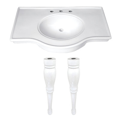 Lavabo de salle de bain console rectangulaire en céramique avec trop-plein Templeton