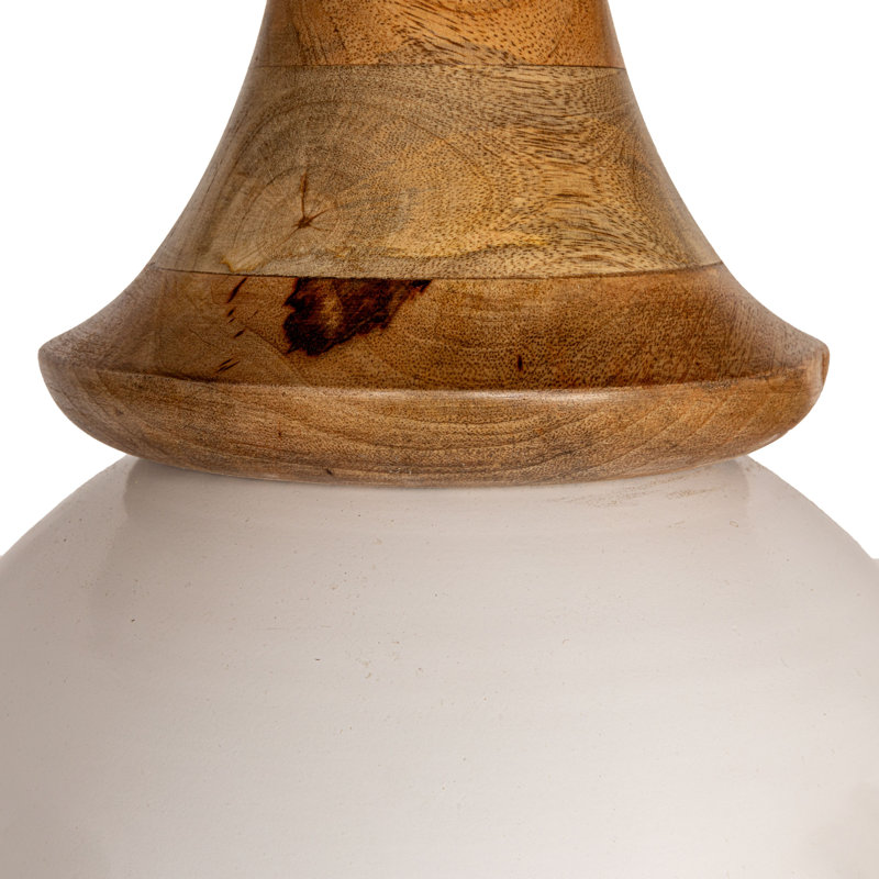 Round Mango Wood and Metal Pedestal Table
