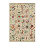 Rug & Kilim’S Suzani Style Kilim In Cream With Polychromatic Floral Patterns