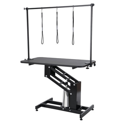 43" Hydraulic Pet Grooming Table, Heavy Duty Dog Grooming Arm For Medium/ Small Dogs, Height Adjustable Dog Grooming Station, Anti Slip Tabletop /Dog Grooming Station, Max Bearing 400LBS