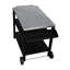 Chariot de barbecue extérieur à 3 roulettes avec plateau en acier inoxydable et tablette latérale, table de préparation barbecue mobile pour la cour arrière, conception de conception noire, cuisson de rangement améliorée, stabilité de mouvement en douceur,