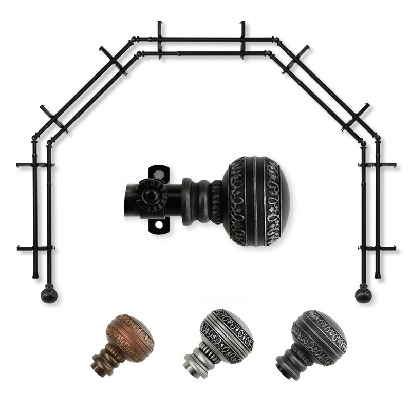 Tringle à rideaux double vitrage 5 côtés Ornament 13/16, Noir