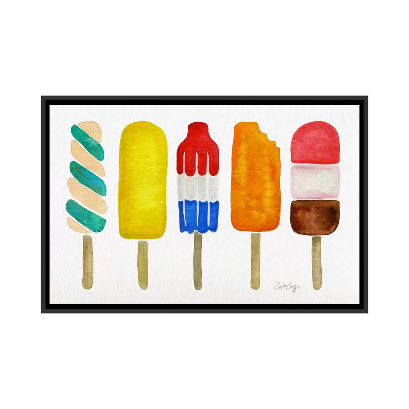 «Popsicles» de Davian, impression sur toile tendue, H 18 po x l 26 po x P 1,5 po, Toile avec cadre noir, Pas de tapis