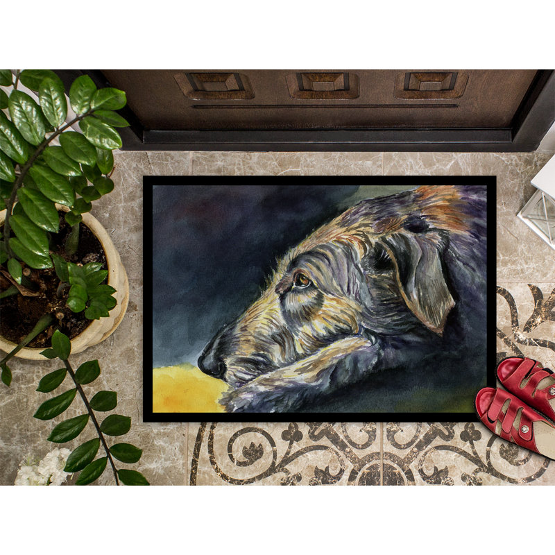 Tapis de porte pour l’extérieur antidérapant-canapé-lit irish lévrier, Rectangle 1 pi 6 po x 2 pi 3 po