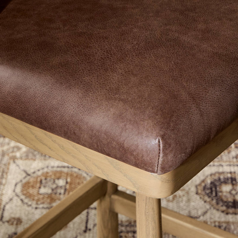 Cloris Swivel Stool-Altair Sienna-Counter & Bar, Blonde Oak, Palermo Cigar Genuine Leather