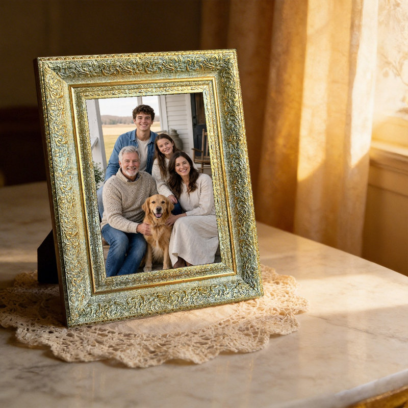 Cadre photo mural antique doré 1 PC 5 "x 7" avec cadre PS léger, Or antique, 1, L 5 po x H 7 po