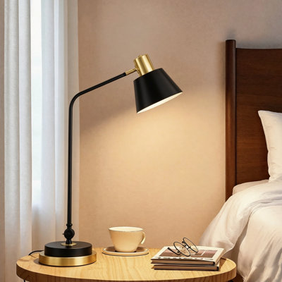 Lampe de bureau en métal de 22 po de hauteur pour bureau à domicile - Lampe de table réglable à plusieurs angles avec lumière de lecture réglable