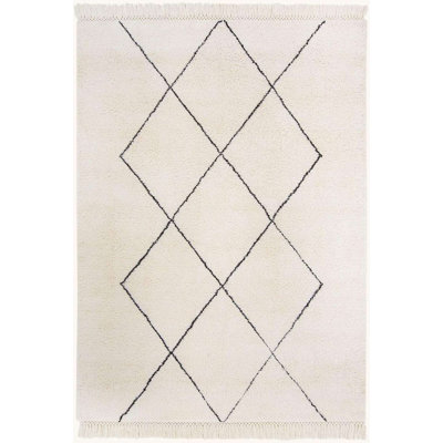 Tapis crème en laine touffeté à la main Curlene