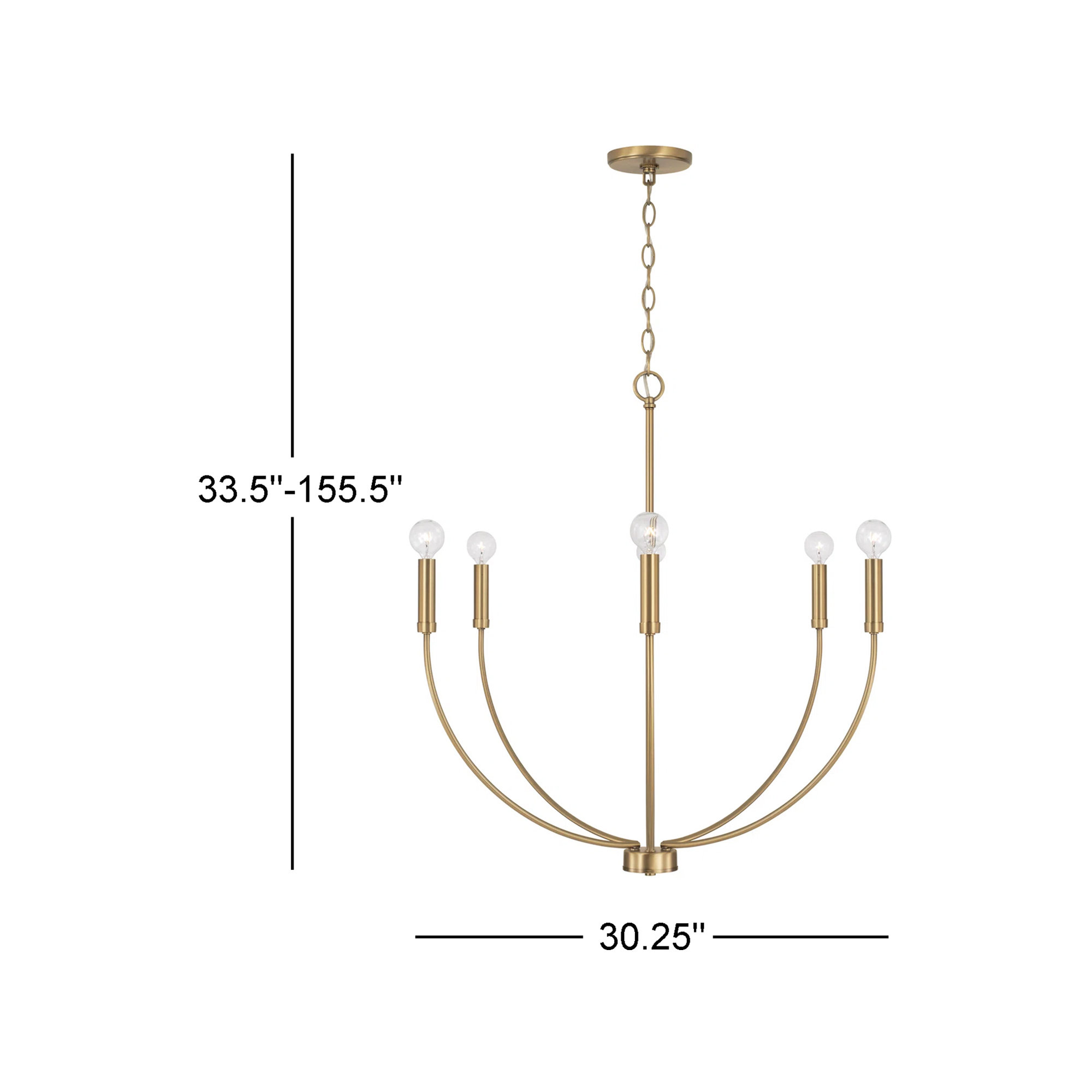 Ansley Dimmable Classic / Traditional Chandelier, 6 Lights, Gold