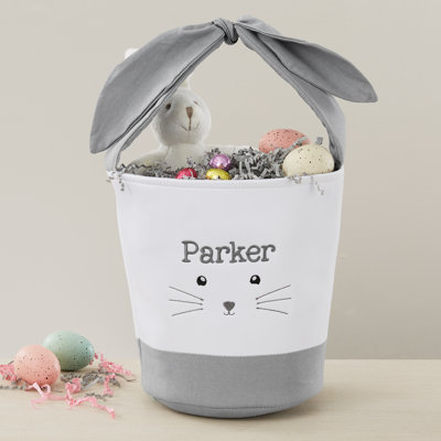 Panier de Pâques gris brodé L Bunny