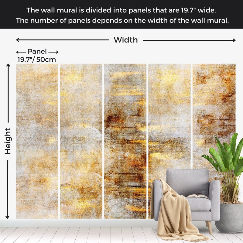 Abstract Wallpaper Wall Mural - Golden Expression, 41" L x 59" W