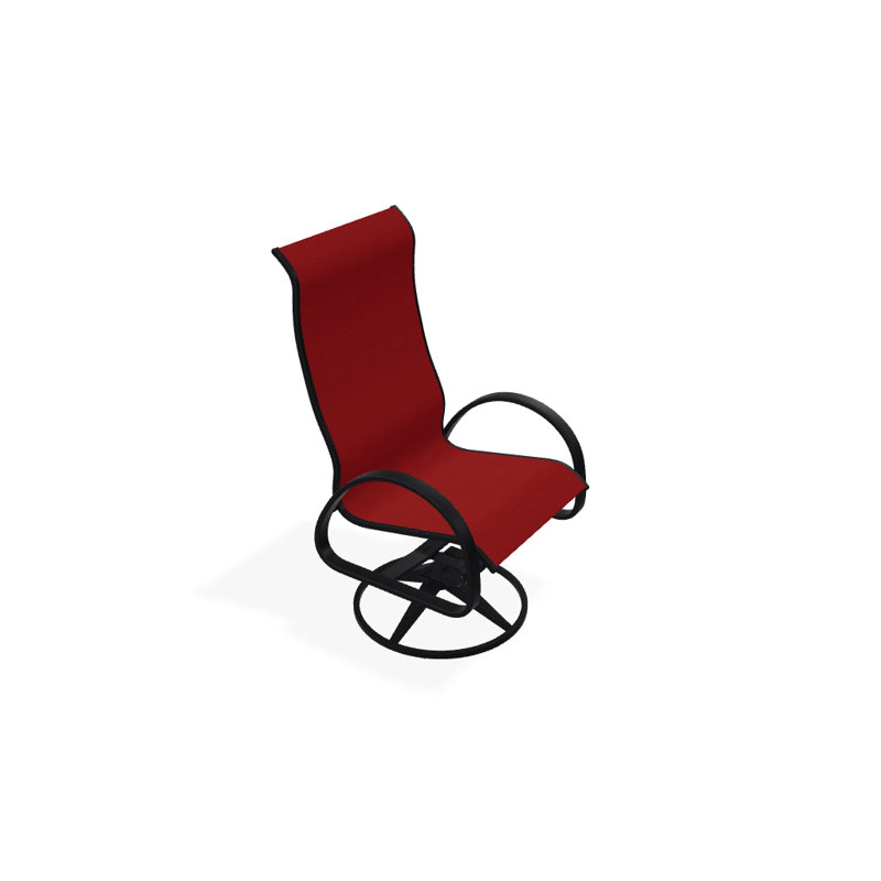 Fauteuil de patio pivotant Hiraku, Rouge 1D Sunbrella®, Noir texturé
