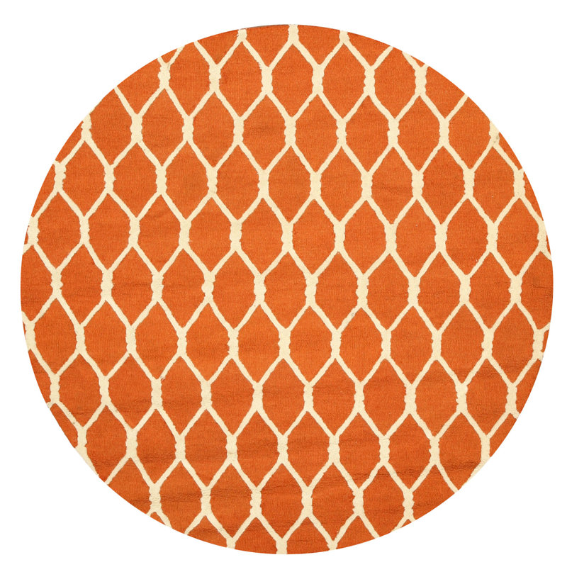 Amara Delicate Orange Hand Tufted Wool Rug, Round 6'