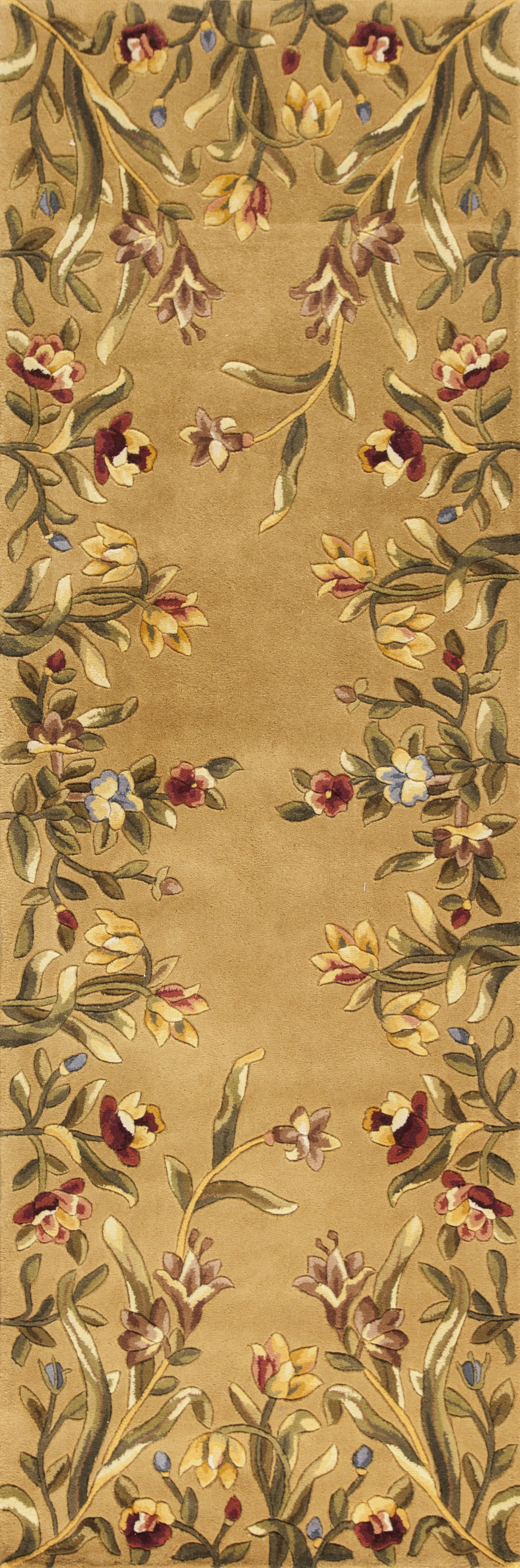 August Grove Veronique Floral Handmade Tufted Wool Gold Area Rug ...