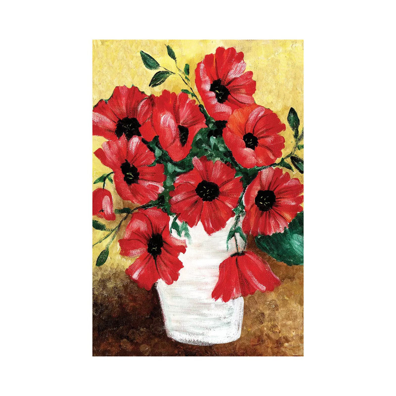 « Big Red Poppies » par Cheryl Bartolo-impression d’art graphique, H 40 po x l 26 po x P 1,5 po, Toile tendue, Pas de tapis