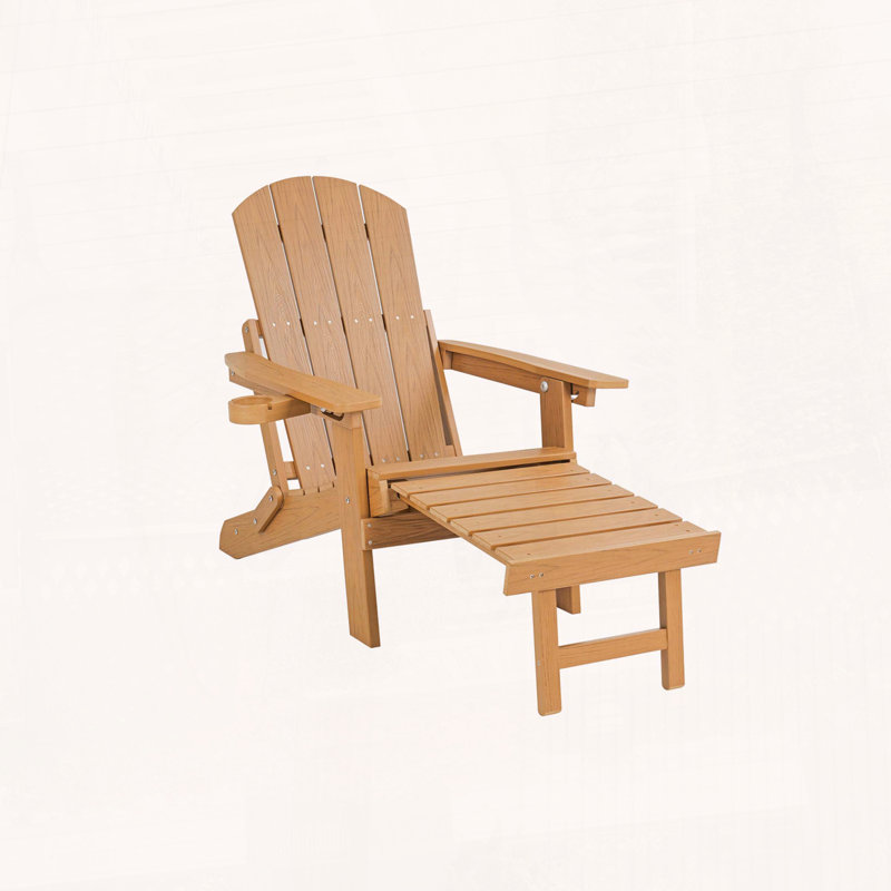 Méridienne d'extérieur toutes saisons avec repose-pieds dissimulé, porte-gobelet intégré et conception pliable, Teck
