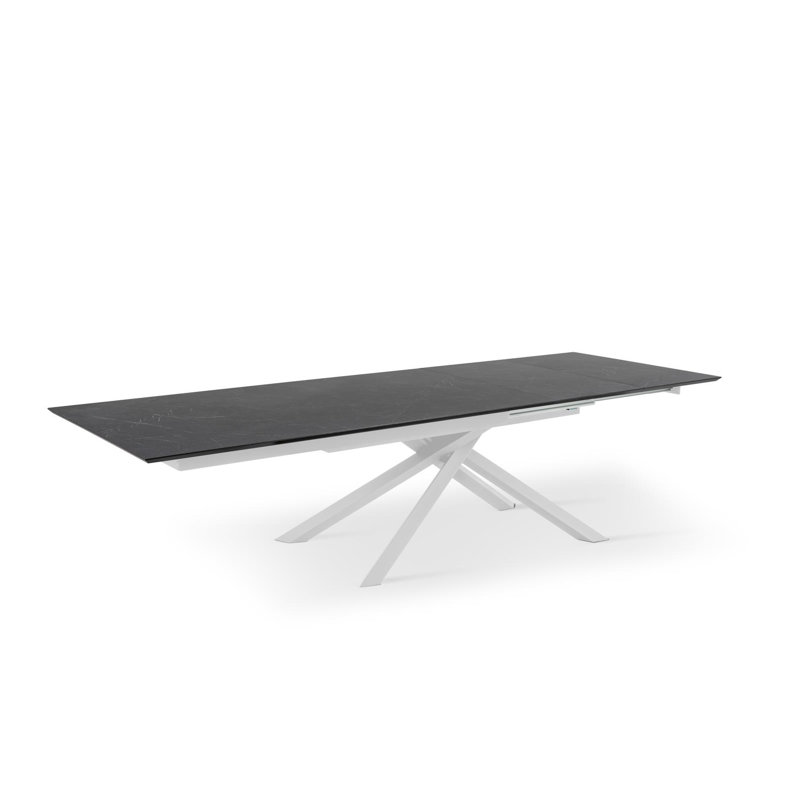 Daimyan Extendable Oak Metal Base Dining Table, White, Black