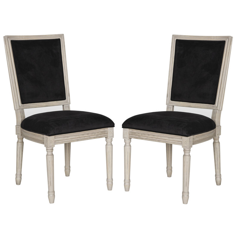 Chaise d'appoint rembourrée Moneta, Velours noir / gris rustique