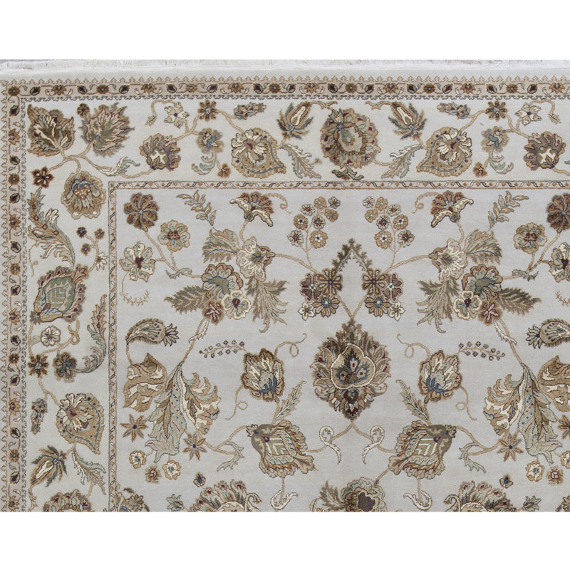 Tapis ivoire et beige noué à la main de haute qualité