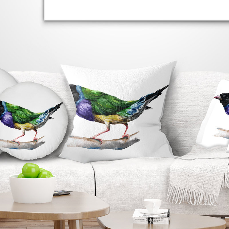 Gould Finch - Coussin imprimé animal, 16 po x 1 po, Coussin décoratif