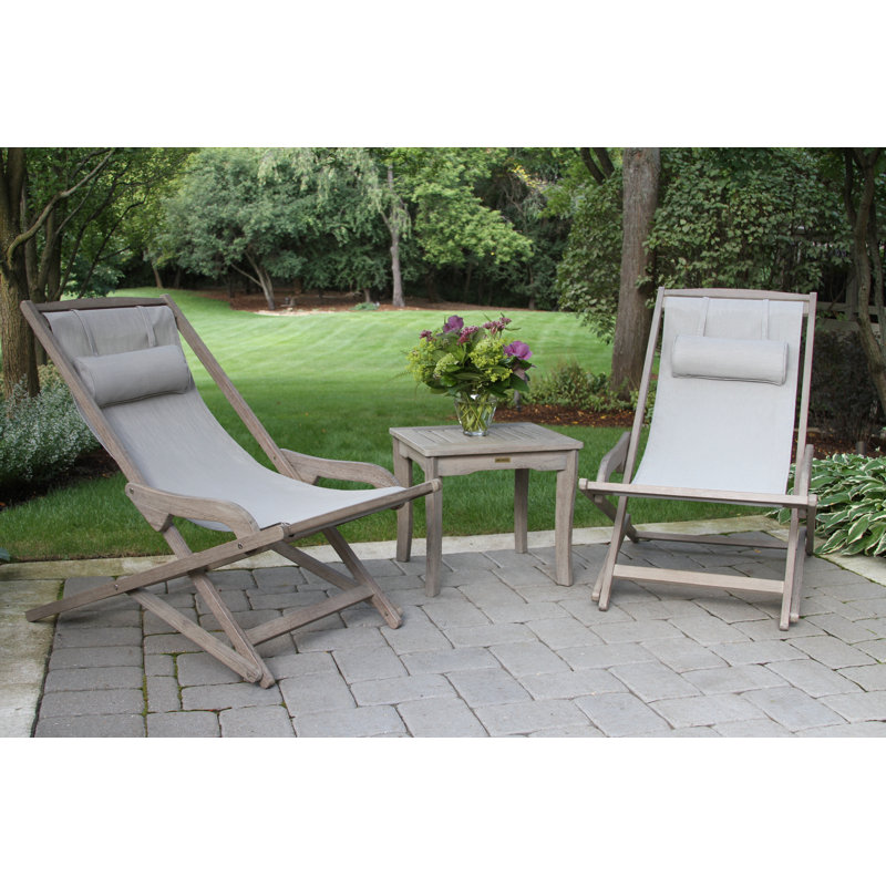 Chaise de plage pliante avec coussin Fitzhugh, Gris