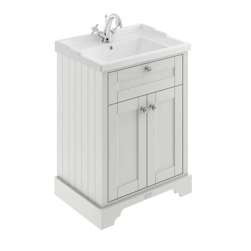 Old London 620mm Single Bathroom Vanity with Integrated Ceramic Basin, Timeless Sand