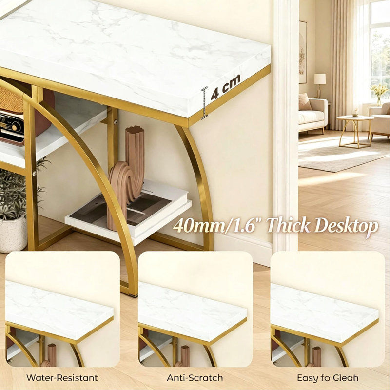 Table de canapé moderne, console chic avec tablettes à plusieurs niveaux, table d'entrée polyvalente, console de rangement, table d'appoint (seulement 1 console)