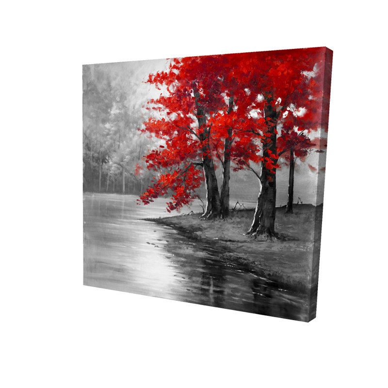 Peaceful View - Toile de chambre rouge pour décoration intérieure