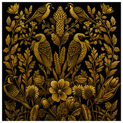 Golden Birds Botanical Comforter