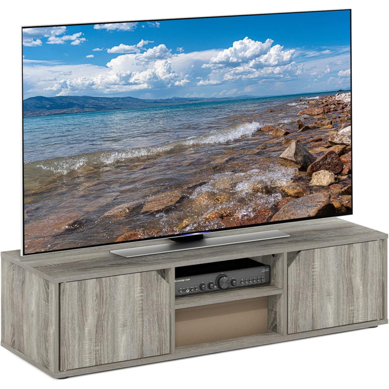  Meuble télé classique style chêne français 55 po, Gris