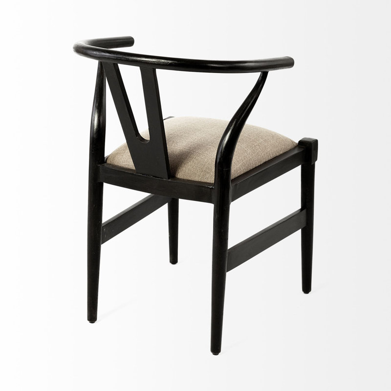 Chaise d'appoint de salle à manger rembourrée beige et noire