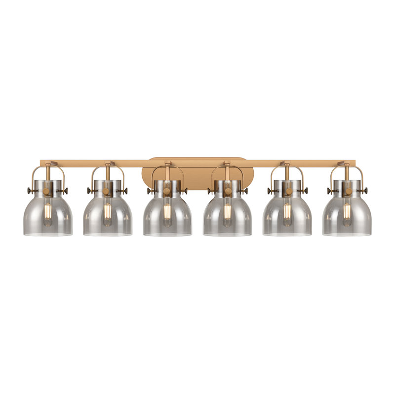 Éclairage pour meuble-lavabo mural 6 po Skycrest, Laiton brossé, Fumée, Six lumières