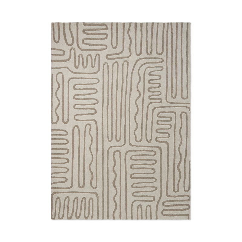 Hollow Handmade Wool Abstract Area Rug, Pebble, Rectangle 6'7 x 9'2