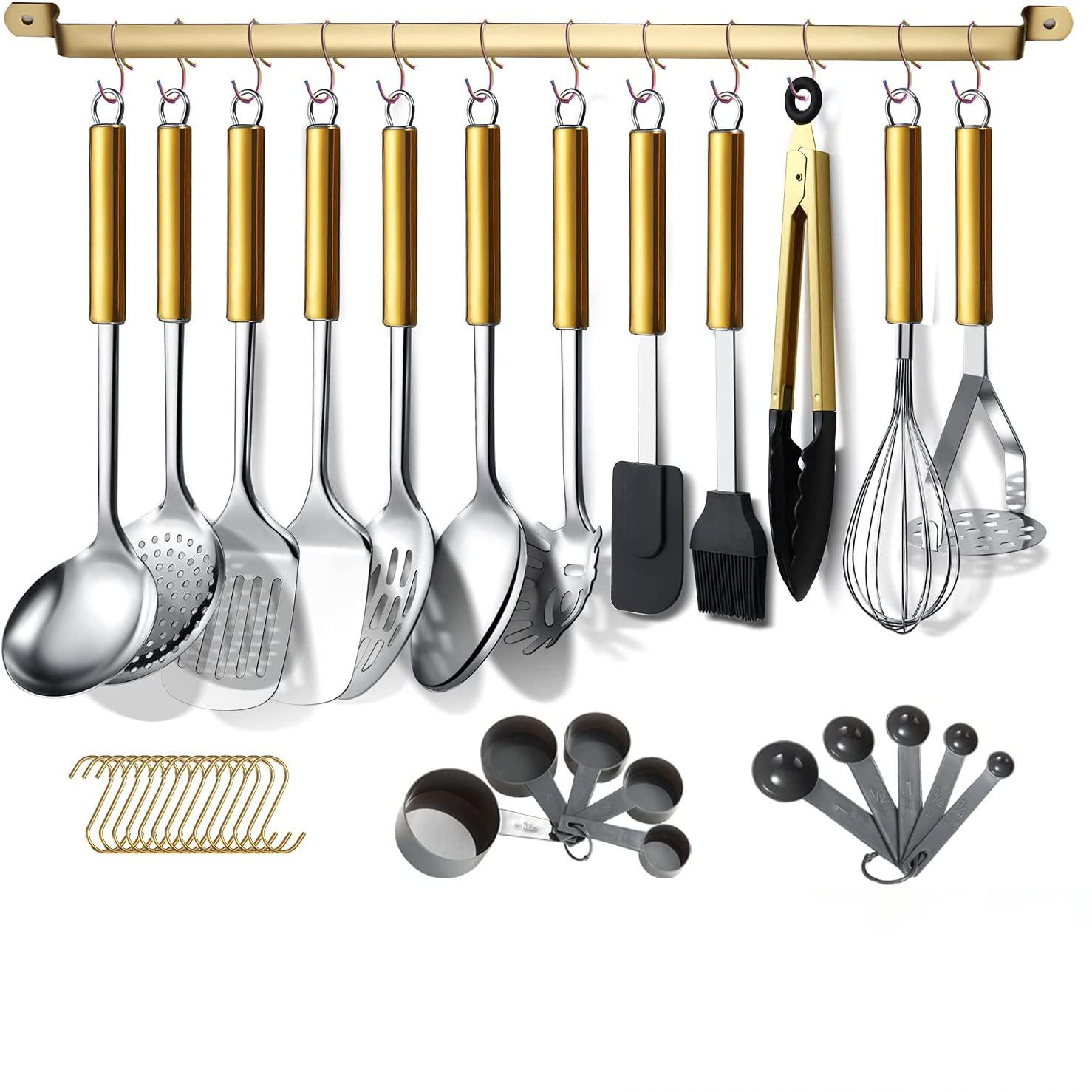 US$ 39.99 - Gold 38 Pieces Cooking Utensils Set, Silicone Kitchen Utensil  Set - m.