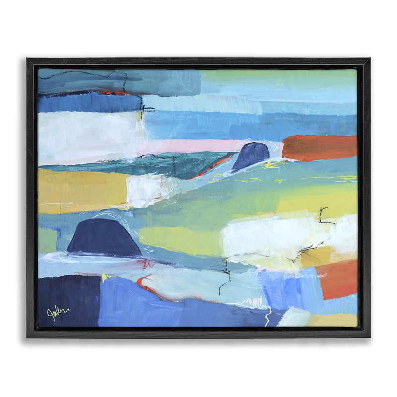 Art mural encadré sur toile flottante, ton frais et coloré, par Jan Weiss, Cadre flottant noir de jais, H 17 po x l 21 po