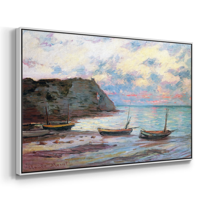 Sunset at Etretat, 1885, reproduction d'art sur toile, Toile encadrée flottée blanche, H 25 po x l 37 po x P 2 po