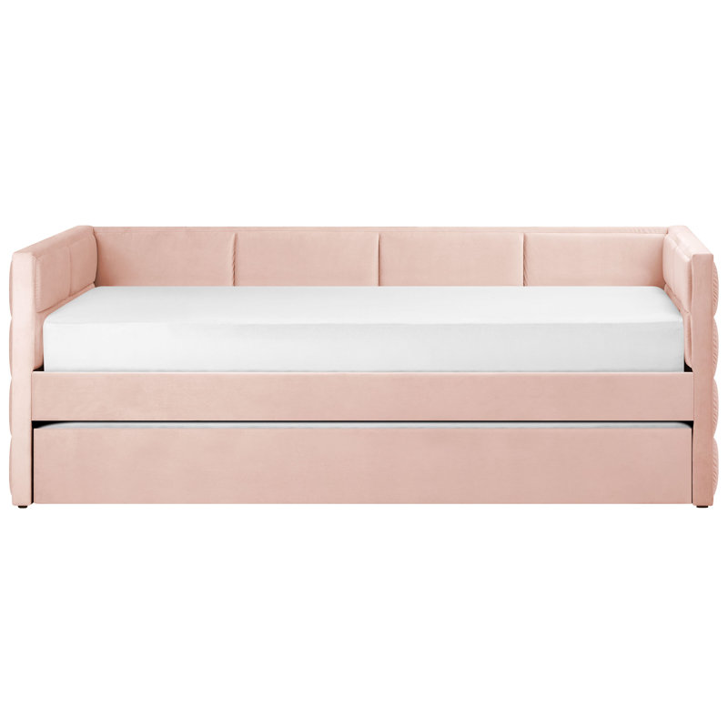 Anilu Upholstered Daybed with Trundle, Pink