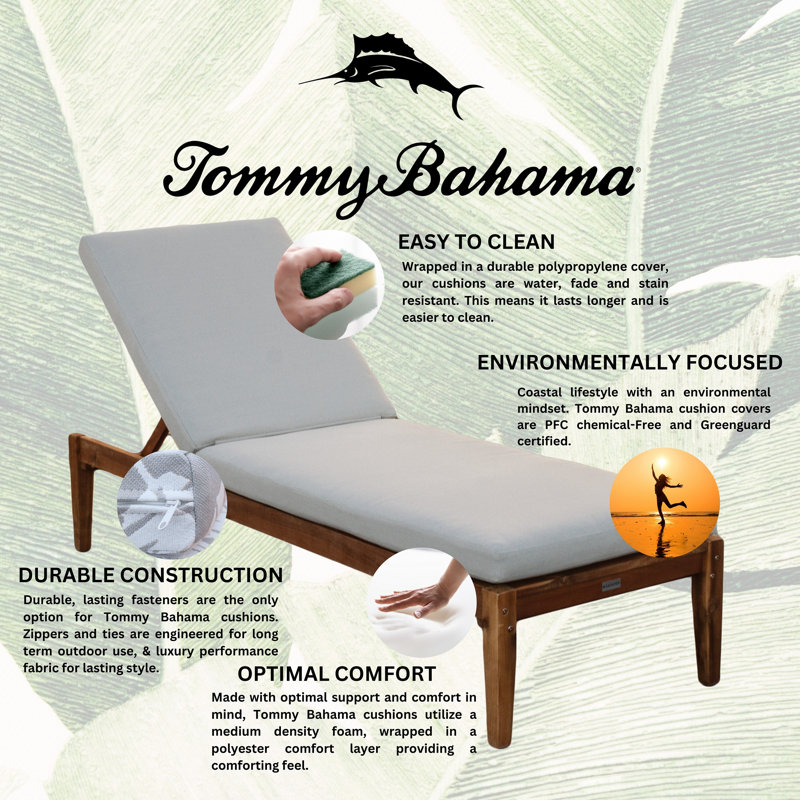 TB Chaise Tommy Bahama 1 - Piece Outdoor Seat/Back Cushion, 24"W x 79"L, Bamboo Bay Sand