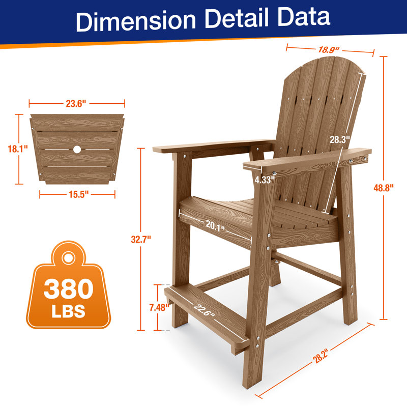 Chaise Adirondack avec table Borghild Hips, Teck