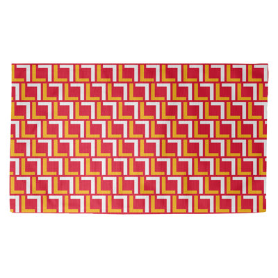 Tapis géométrique rouge / jaune / blanc