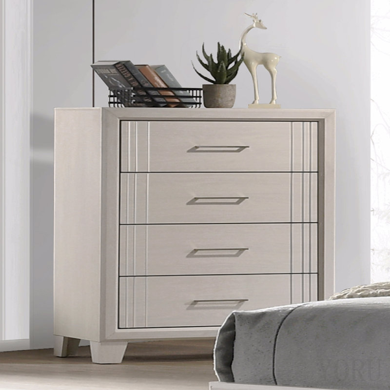 Armoire de chevet contemporaine à 4 tiroirs 1pc