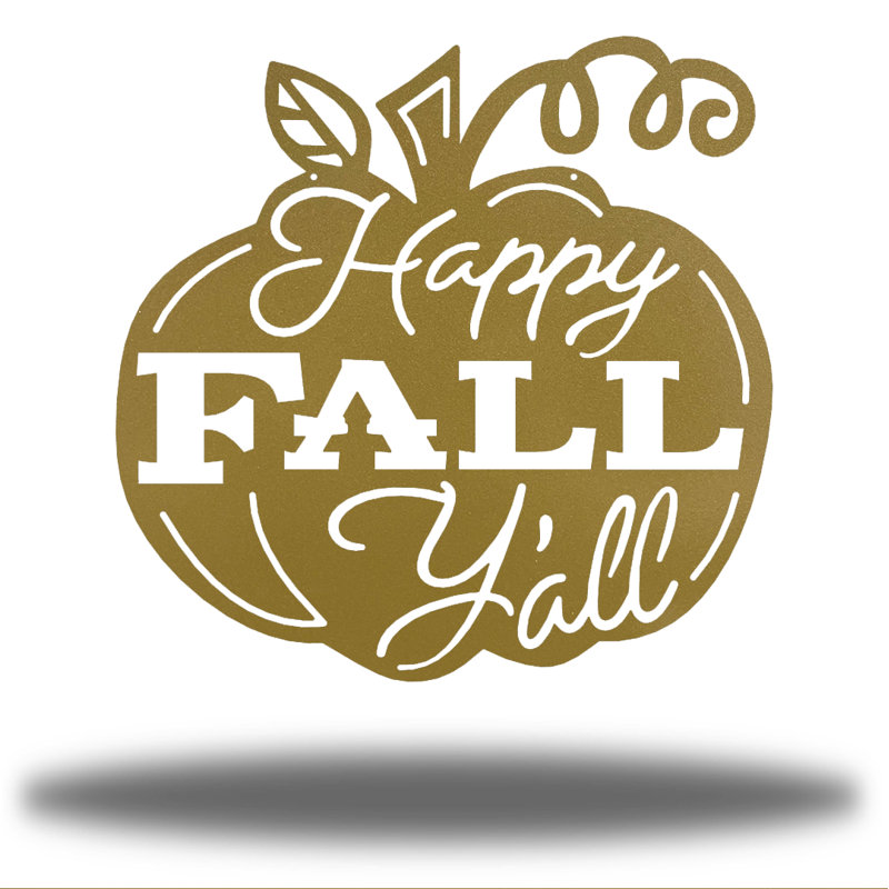 Décoration murale Anansa Happy Fall Y'all Pumpkin, H 12 po x l 12 po x P 0,013 po, Or
